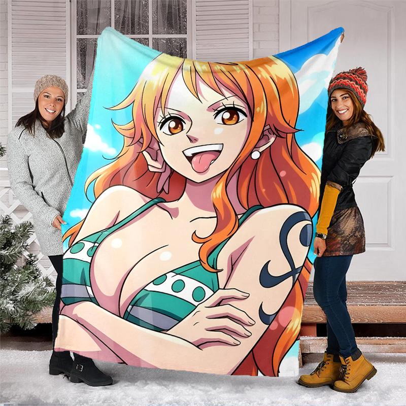 1pc N-Nami Theme Blanket - Digital Print, Polyester, Cozy for All Seasons, Perfect for Outdoor, and Travel