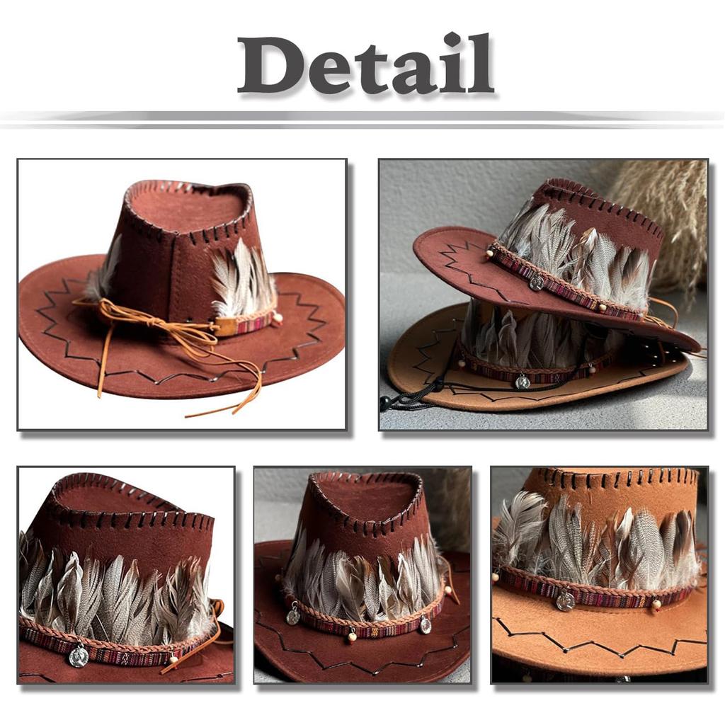 White Fang Cowboy Hat with and CZA347 Feathers, Outdoor, Casual, Stylish, Men's Women's, (Orange)