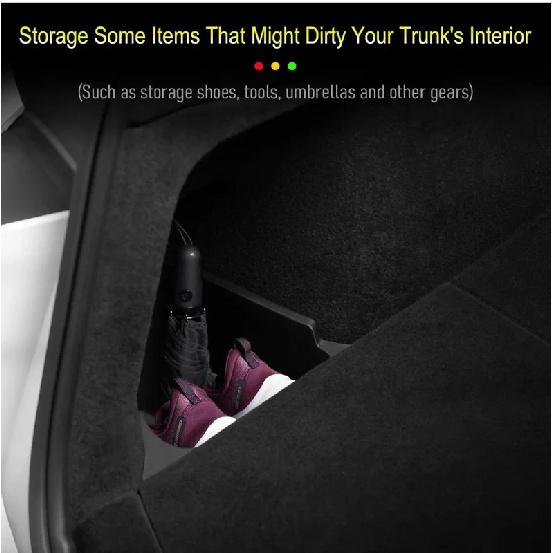 TESMAYX Car Trunk Side Left Right Tidying Packet Storage Box For Tesla Model Y Juniper 2025 Flocking TPE Mat Cover Organizer