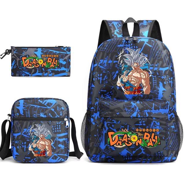 Dragon Ball Z Printed Backpack Set 3-Piece Casual School Bag For Boys And Girls Youth With Pencil Case Shoulder Bag