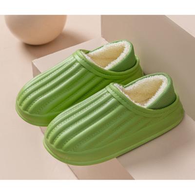 Waterproof Home Petal Cotton Shoes Female Fall And Winter Warm Couple Cotton Slippers Package Heel Outside Wear Non-slip Padded Cotton Slippers