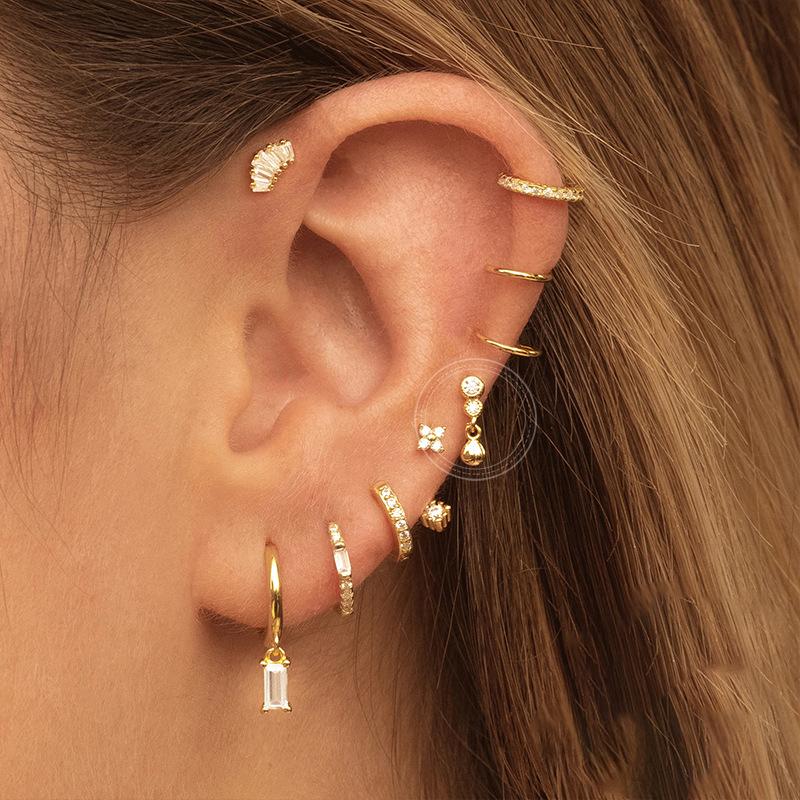 2PC Stainless Steel Zircon Tassel Chain Dangle Earrings For Women Fashion Gold Color Butterfly Pandent Earring Piercing  Jewelry