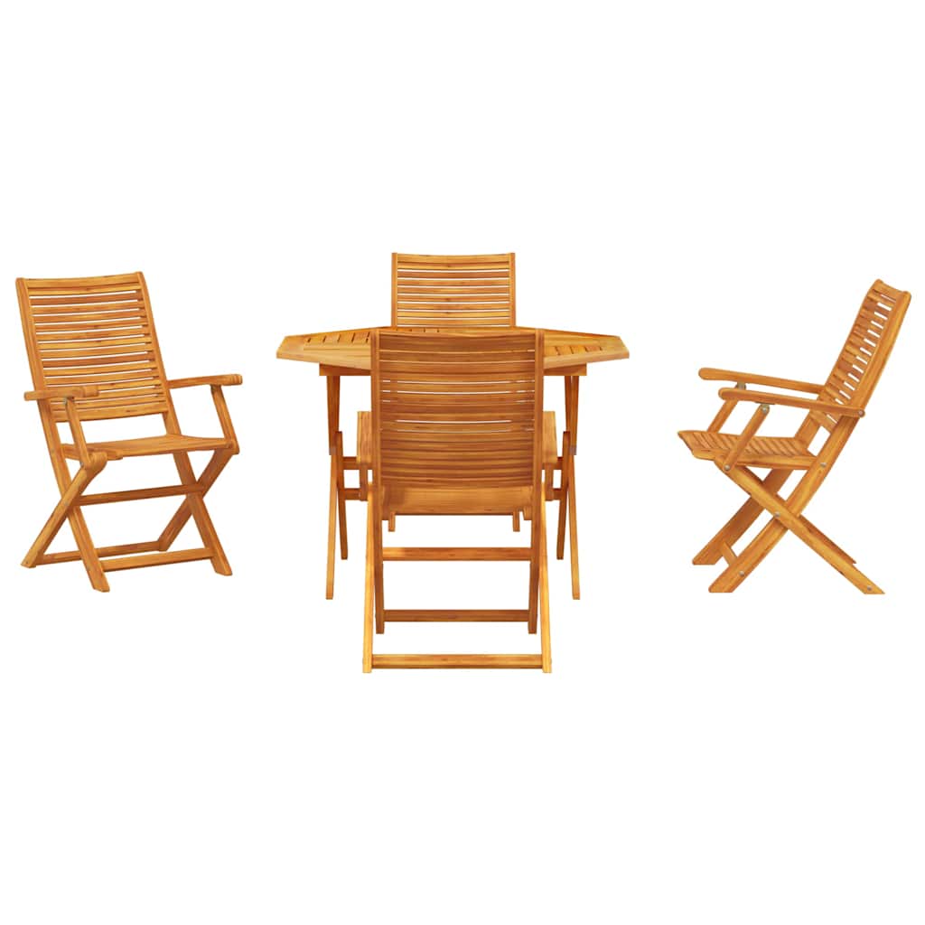 Garden Dining Set 5 Pcs Brown Solid Acacia Wood