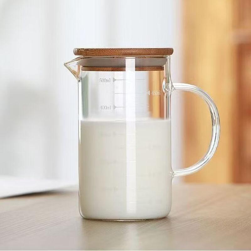 Xihe 1000ml High Borosilicate Glass Measuring Cup with Bamboo Lid