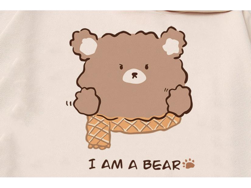 2024 Junior High Girls' Cute Bear T-Shirt & Shorts Set - Japanese Style