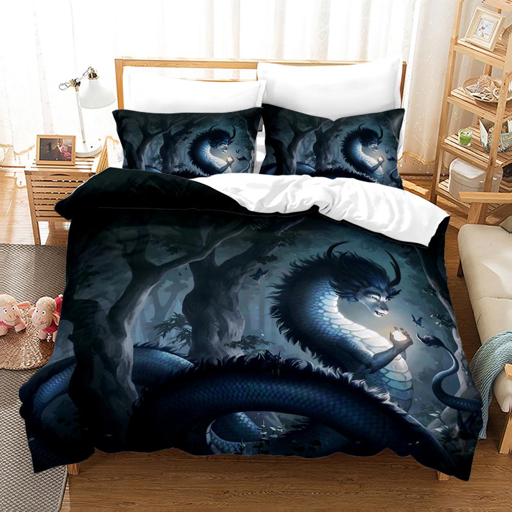 Anime Monster Bedding Set Single Twin Full Queen King Size Animal Tag Lion Wolf Bed Set Adult Kid Bedroom Duvetcover Set