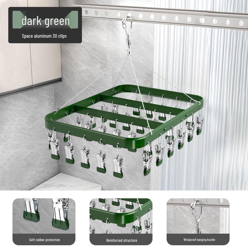Aluminum Alloy Multi-Clip Drying Rack for Socks and Underwear