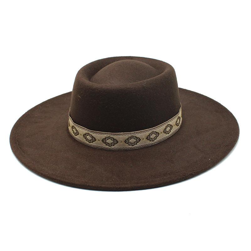 Cappello classico in feltro di lana britannica a tesa larga per uomo donna protezione solare da esterno