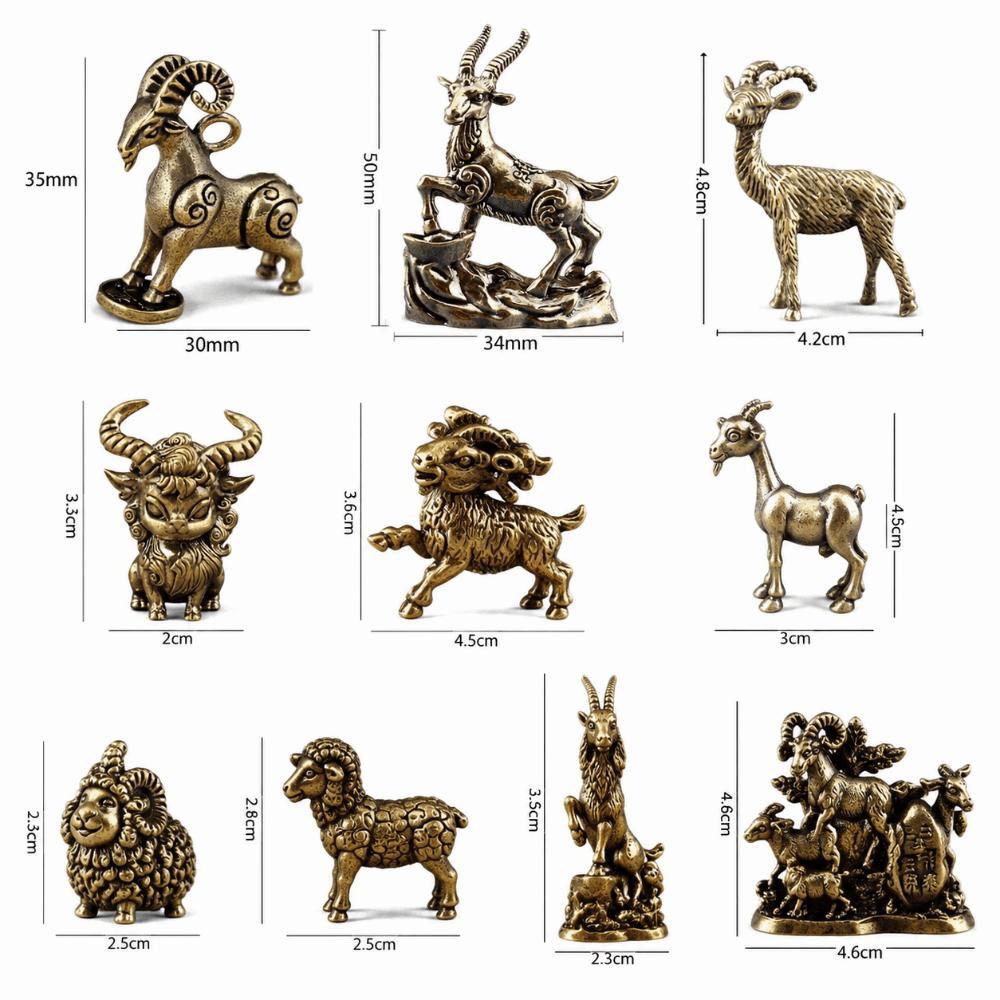 1PC Solid Brass Body Brass Animal Craft Flat Base Frame Feng Shui Decor Study Table Decor