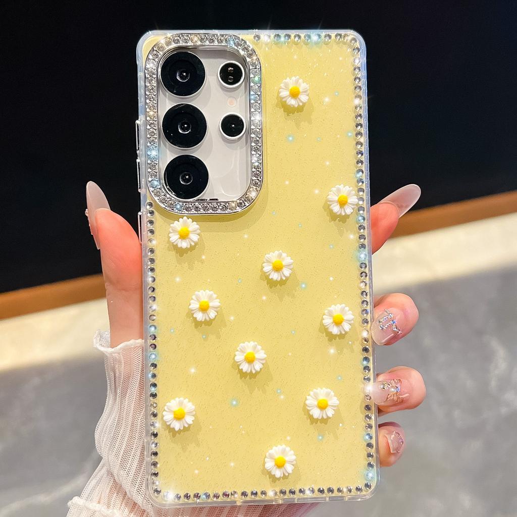 Suitable for Samsung S25 Ultra Flash Drill Mobile Phone Case A17 Creative Little Zou Juhua A56 Flash Powder Luxury All Inclusive Soft Shell