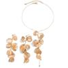 Aesthetic Elegant Ginkgo Leaf Pendant Earrings Necklace Set for Women Romantic Bridal Tassel Jewelry Set Party Neck Accessories