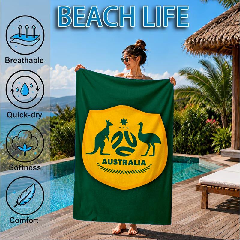 Australia Herb godło Ręcznik plażowy, Szybkoschnący, Łatwy w pielęgnacji, Odpowiedni zarówno do fitnessu, jak i na wakacje na plaży, Niezbędny sportowy