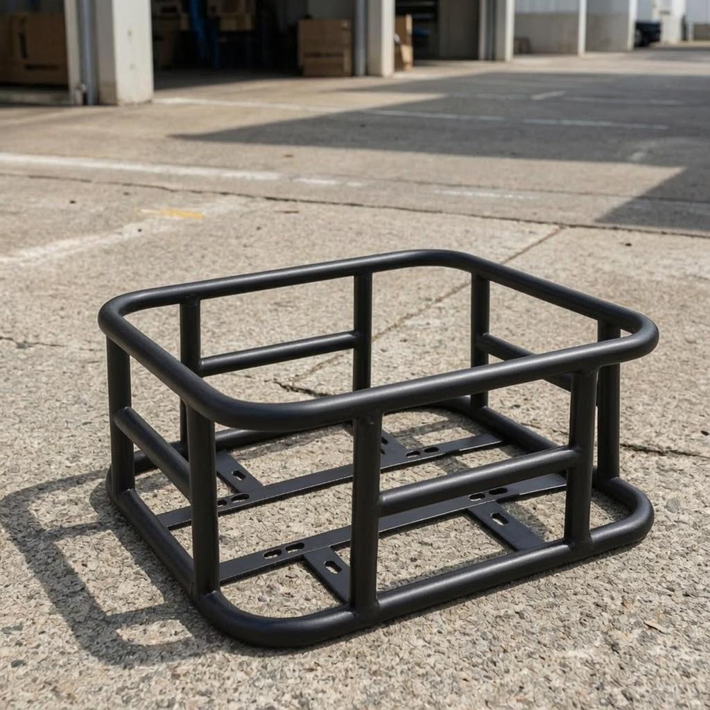 Black Metal Rear Bike Cargo Basket Practical with Quick-Release
