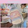 Simple Color Blocked Letter Pattern Student Backpack With Badge And Pendant For Teen School Bag