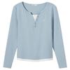 Hotwind Women's Faux Two-Piece Long Sleeve V-Neck T-Shirt