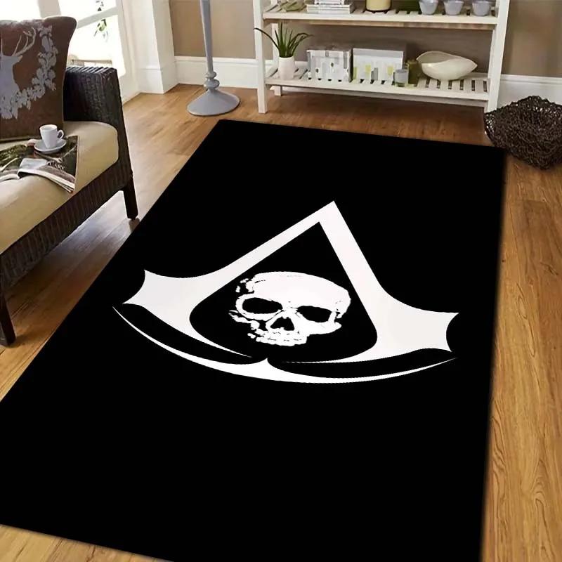 A-Assassin's Creed Logo Print Flannel Area Rug Non‑Slip Floor Mat For Couch Bedroom Living Room Indoor Home Decor carpet Gift