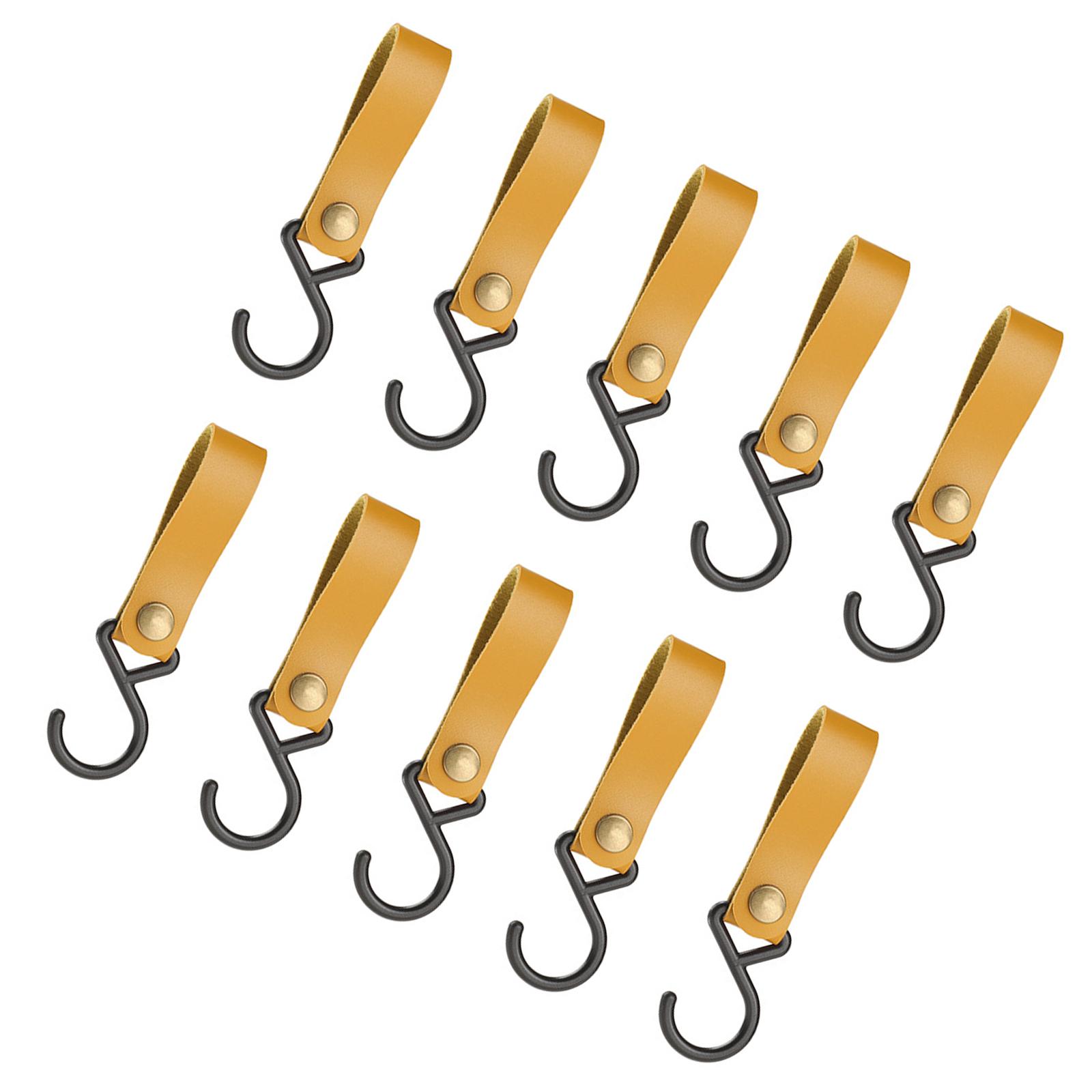 

S Shaped Hooks PU Leather Strap 125x33mm Convenient Waterproof for Kitchen Utensils Organization Bathroom Towel Hangers 3