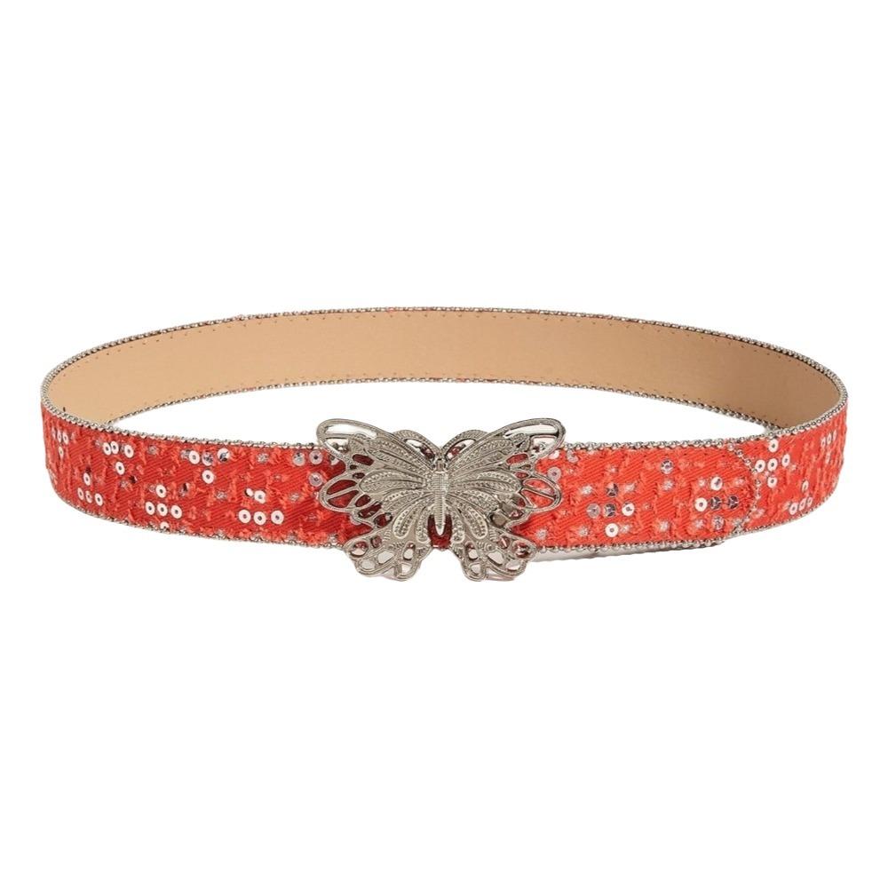 Sequins Wide Belt Y2K Denim Waistbands Simple Butterfly Belt Female/Girls