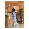 New Lace Spliced Puff Sleeve Chiffon Blouse for Women, Summer Tencel Ramie Short Top