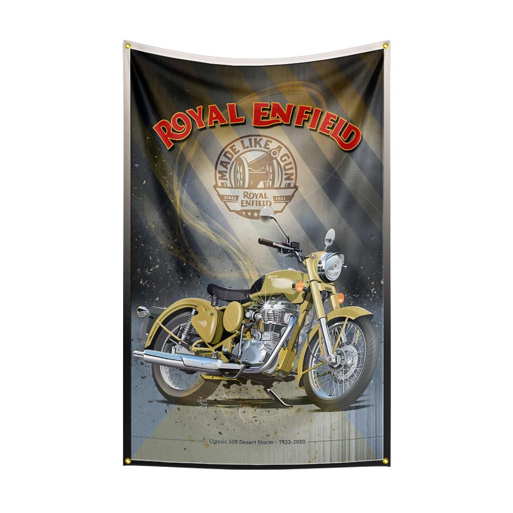 R-Ro-yal E-En-fie-lds Flag Polyester Digital Printed Racing Motorcycle Tapestry Banner for Garage Room Decor