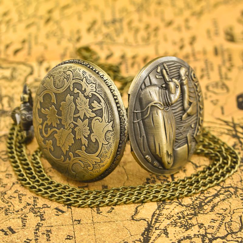 Conchiglia di Bronzo Vintage Anatra Divertente Creativa In Rilievo Studenti Maschi e Femmine Regalo Collana al Quarzo Orologio da Tasca