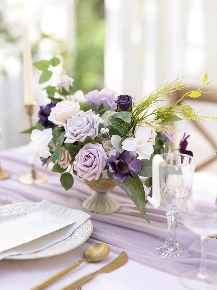 2 Pcs Silk Flowers Artificial Flower Wedding Centerpiece Flower Without Vase for Ceremony Reception Tabletop Mantel Archway Aisle