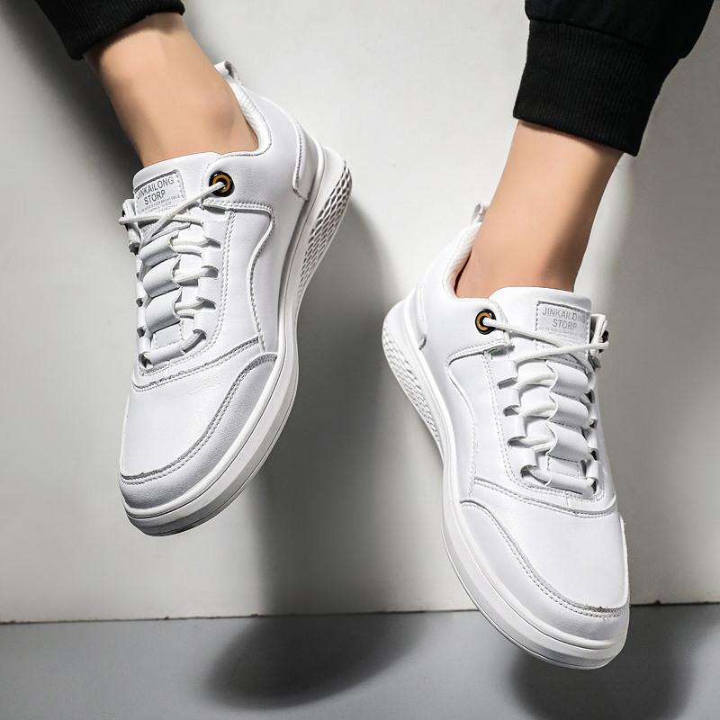Мужская модная обувь Универсальная весенняя обувь на платформе Корейская версия Модная повседневная дышащая белая обувь 39