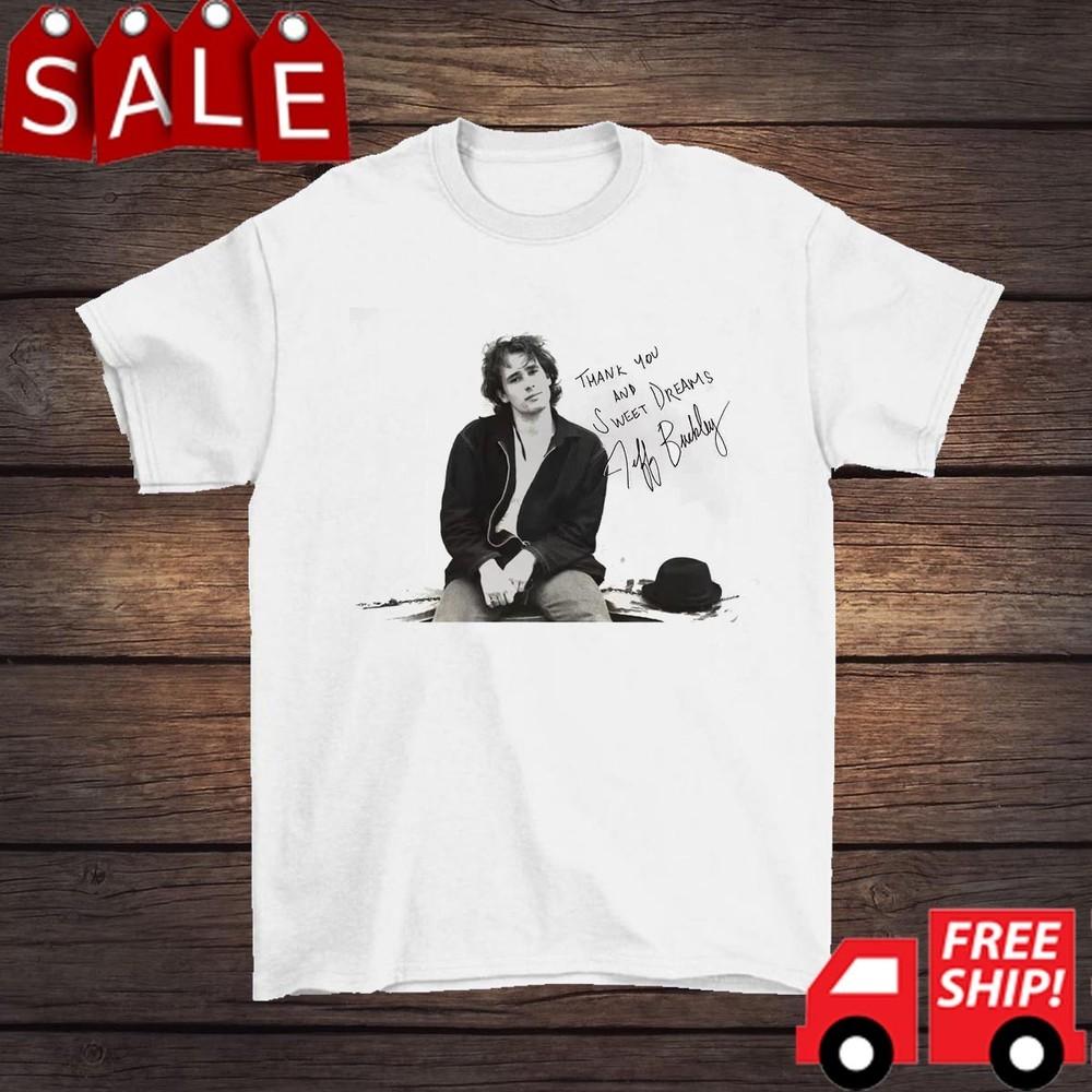 Jeff Buckley Signatur bomull vit Skjorta Unisex Konsert S till 5XL