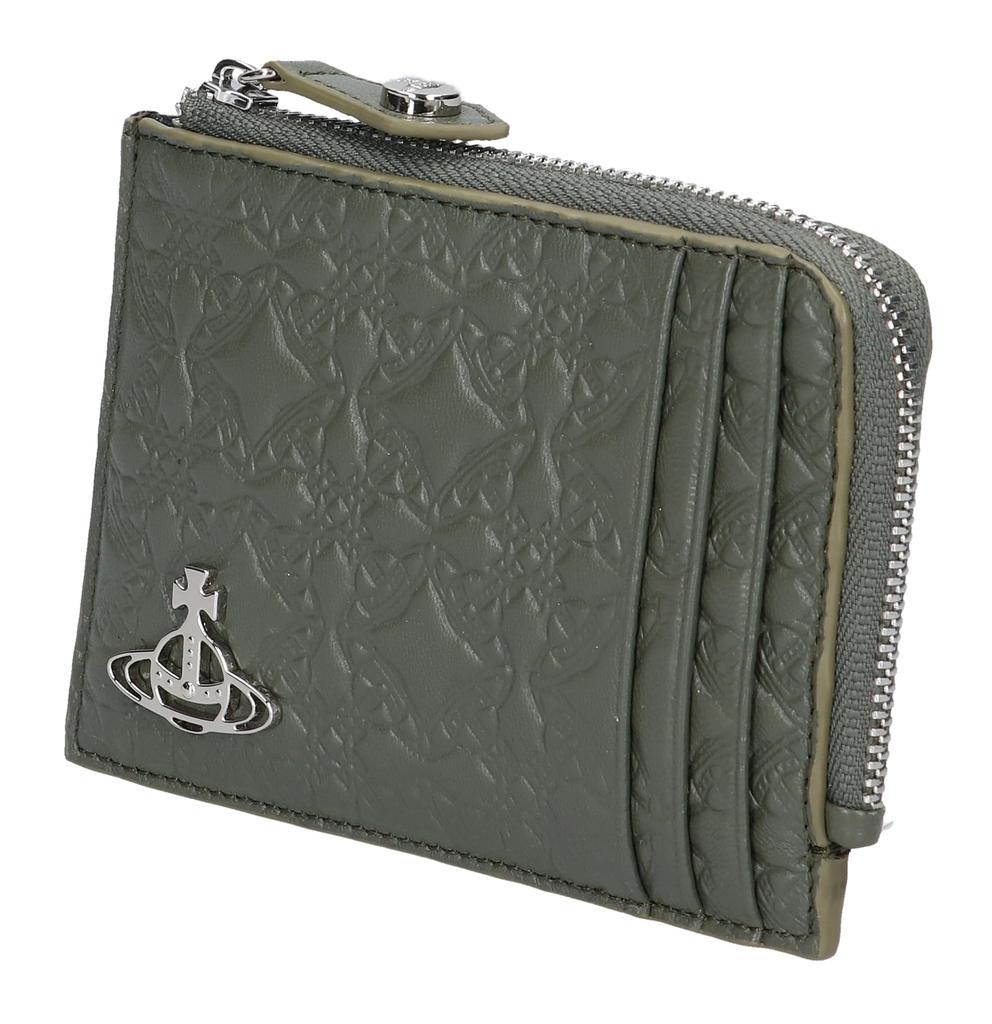 Vivienne Westwood Embossed Nappa Card Holder with Zip 54020008U Embossed Nappa M405 Green closure, L003E, [Used]