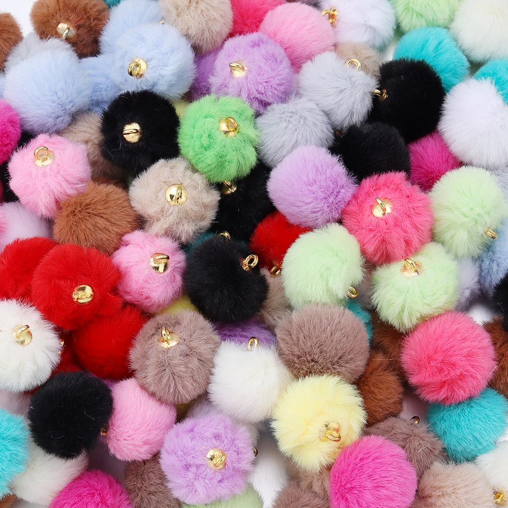 20pcs Plush Fur Covered Ball Beads Charms Imitation Rabbit Fur Pompom Pendant For Jewelry Making DIY Necklace Bracelets Earrings