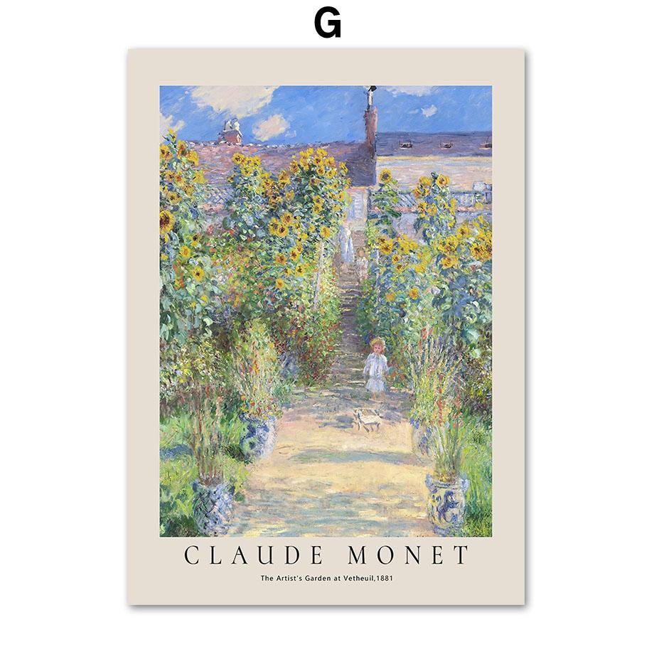 Claude Monet Abstract Retro Impressionist Wall Art, Canvas Nordic Posters and Prints, Wall Pictures for Living Room Decor