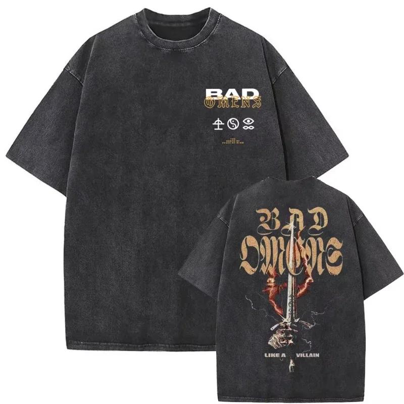 Washed Vintage Bad Omens Band T-shirt THE DEATH OF PEACE OF MIND T-shirts Mannen Vrouwen Oversized T-shirt Heren T-shirt