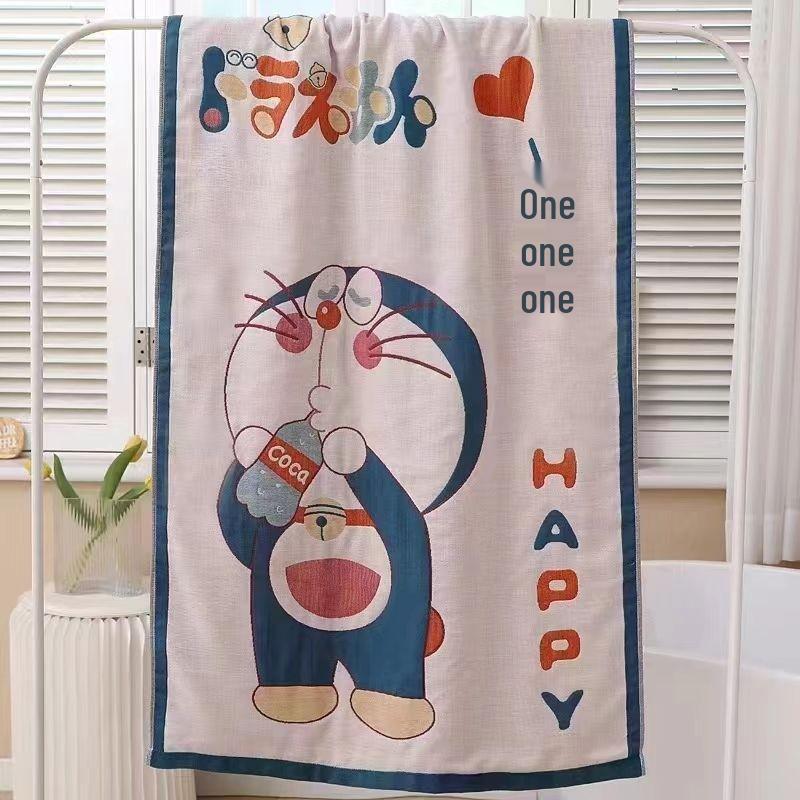 Drainage Style National Tide Pure Cotton Quick-Dry Cartoon Bath Towel for Men and Women