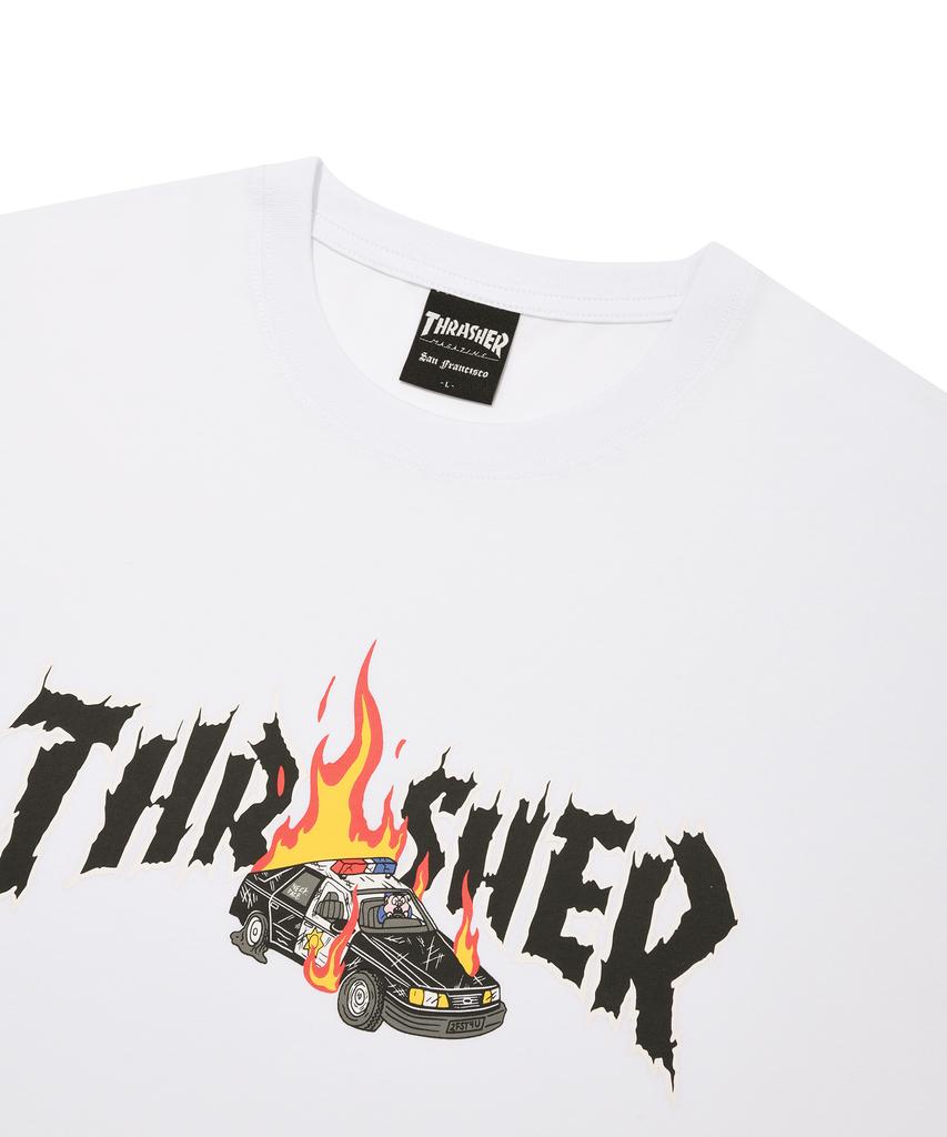Treasure Burning Car Short Sleeve T-Shirt White
