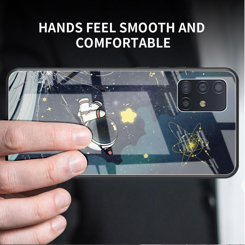 Glass Case For Samsung Galaxy A52 A71 A50 A51 A70 A21s A31 A72 A10 A12 A30 A22 5G Phone Cover Astronaut Cute