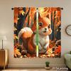 Piece Set High Definition Digital Printed Curtainsautumncolorfulsquirrelwithmapleleavespineconesforeststylehome Decoration Curtain Polyester Washable