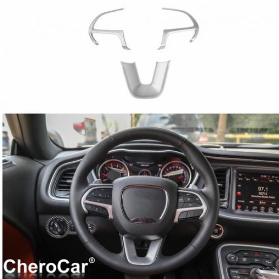 3XWhite  Steering Wheel Moulding Cover Trim for Dodge Challenger/Charger 2015+