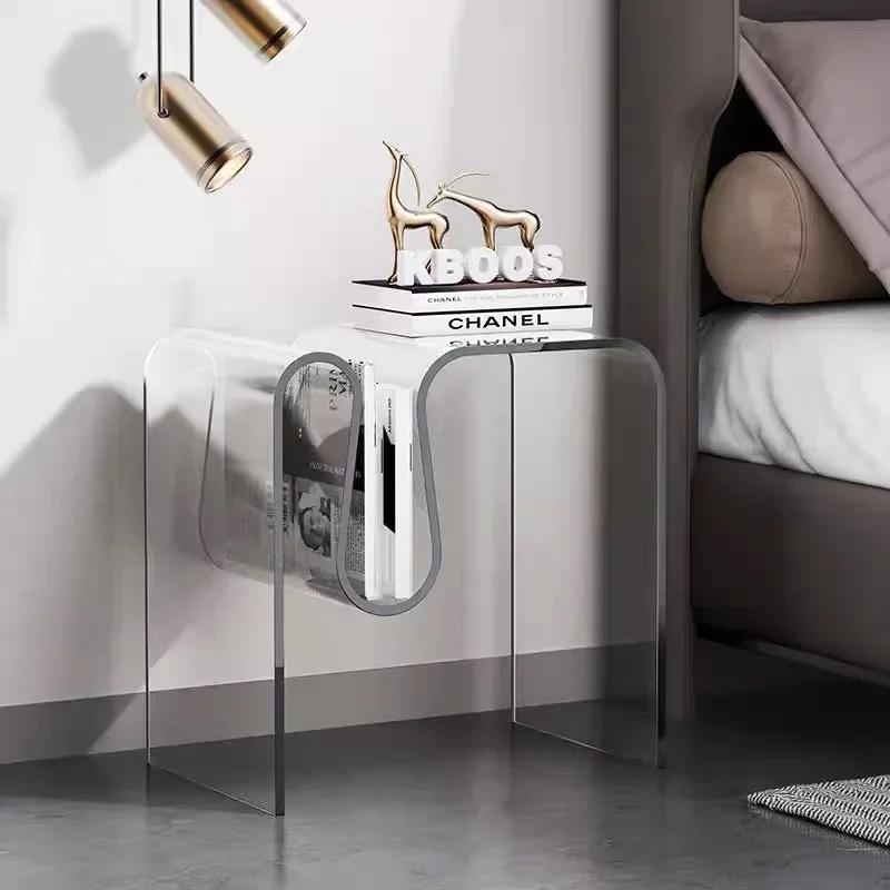 Modern Bedside Cabinet Sofa Creative Tea Table Landing Nordic Transparent Coffee Table  Balcony Table