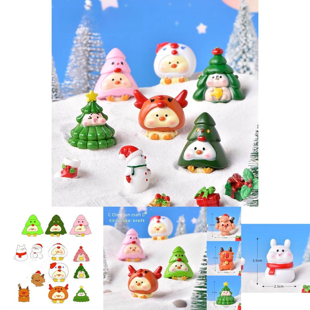 Cute Festive Resin Christmas Tree And Animal Figurines For Holiday Decor