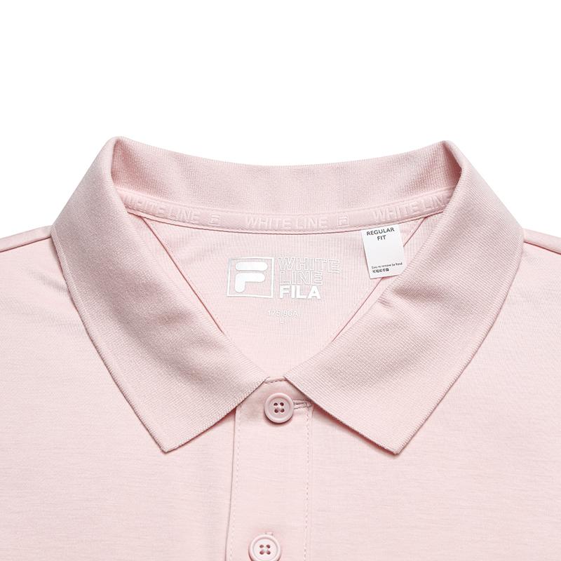 FILA White Fashion Simple Classic Casual Versatile Comfortable Brand Logo Knitted Short Sleeve Polo Shirt Men tops Orange Gray Pink F51M623101FPK