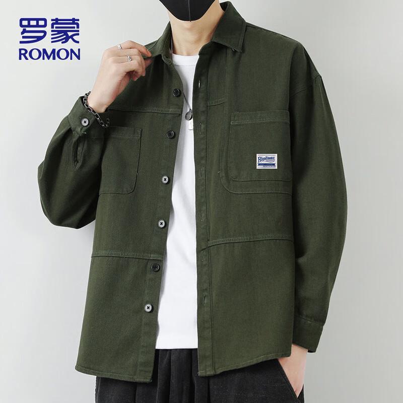 ROMON Men s Casual Long Sleeve Shirt L