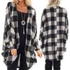 Long Sleeve Open Front Cardigans For Women Casual Plaid Patchwork Outwear