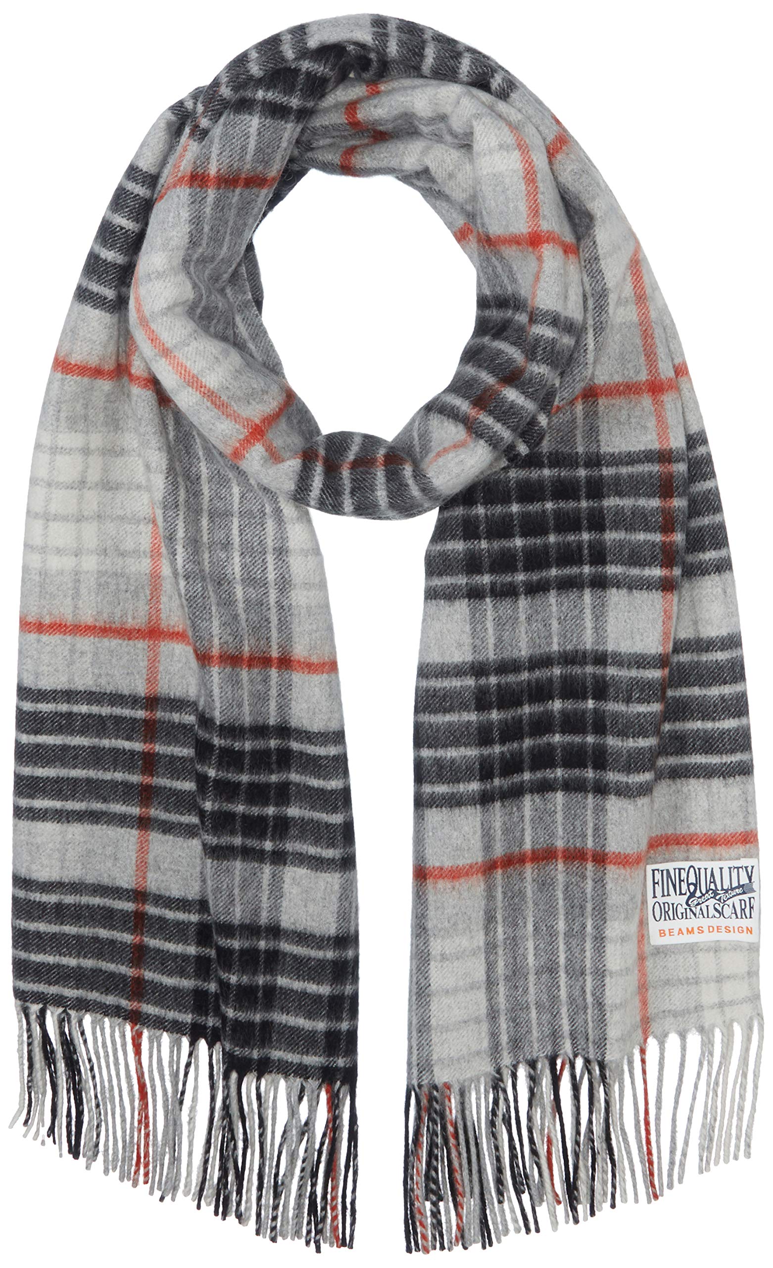 

Wool Cashmere Stole Thick Plaid Pattern 60610006 60610006B White x Black 55cmx190cm [Beams Design] Women s