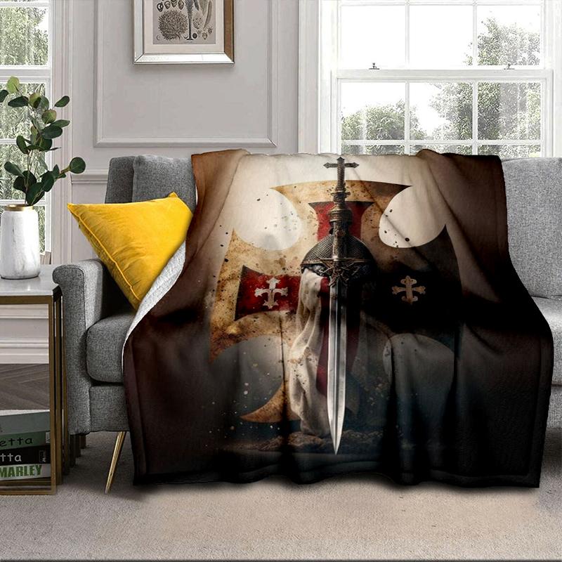 Knightly Crusader Armor Blanket Flannel Blanket for bed, sofa, Camping, Hiking, Picnic Essentials, gift for family Fan gifts