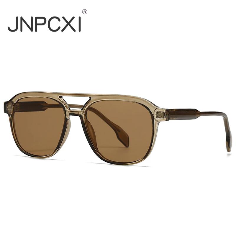 Fashion Double Bridges Square Men Luxury Sunglasses Retro Women Tea Gradient Shades UV400 Sun Glasses