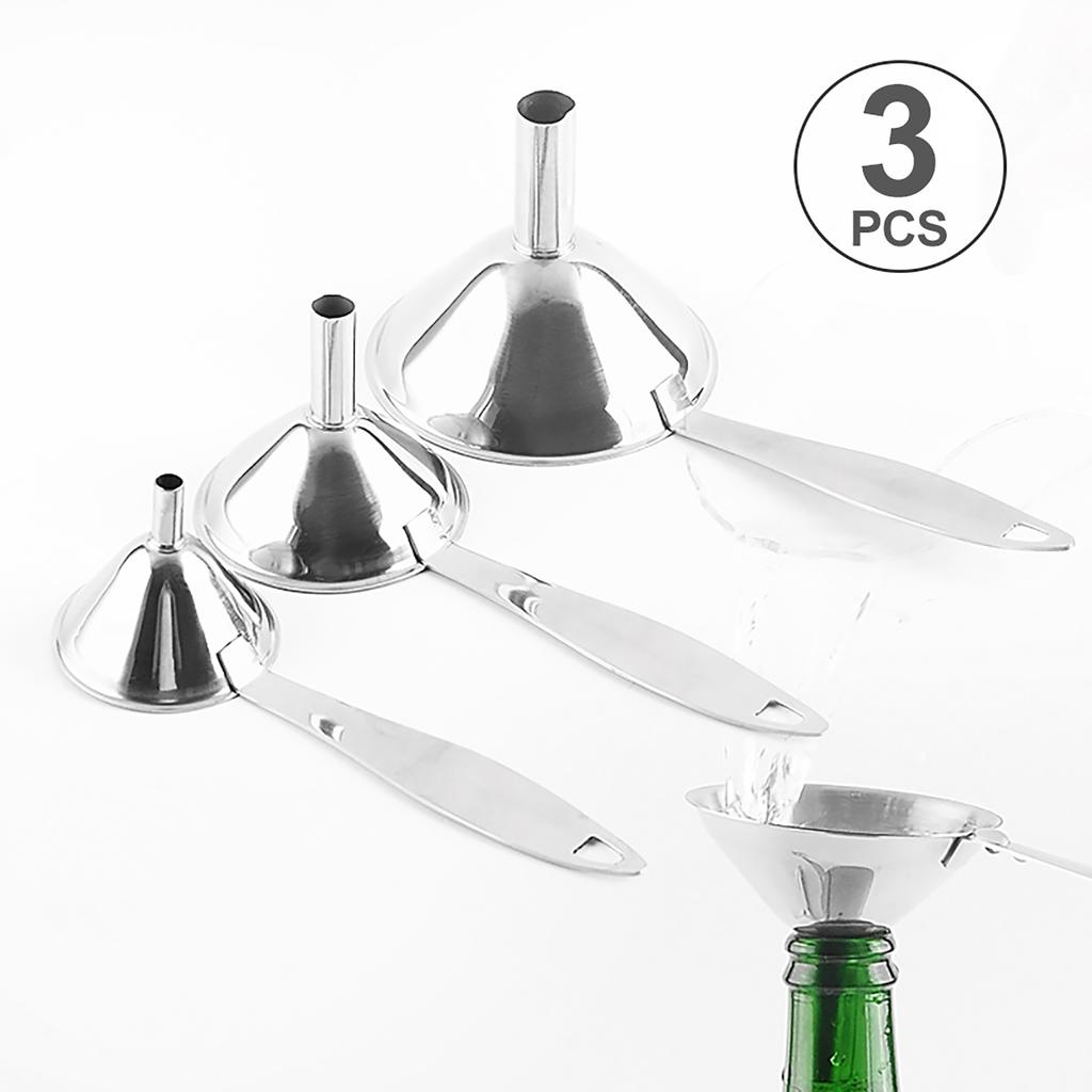 3pcs Funnel for Kitchen Stainless Steel Canning Jar Funnel for Transfer Spices Water Oil Liquid Jam Ingredients