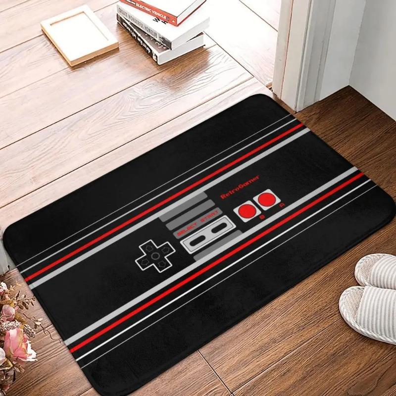 Binary Game Controller Door Mat Small Carpet Blue Digital Effect Design Anti-slip Rug for Tech Gamer Home Decor