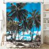 Beach Vibes Shower Curtain Blue Sky Palm Tree Design for Bathrooms Decorations Printed Fabric Size Customizable