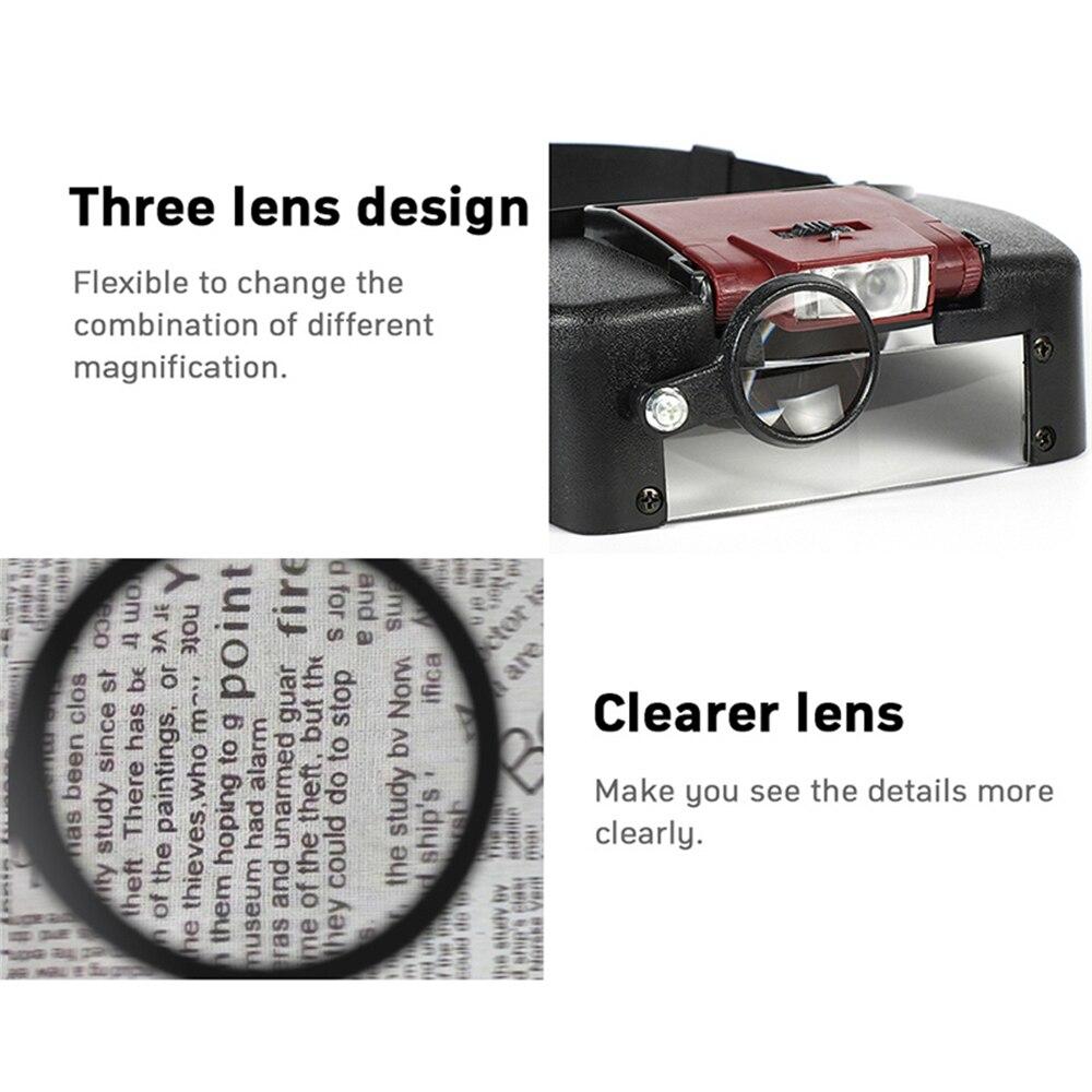10X 3X LED Head Mounted Magnifier with Light for Soldering Circuit Repair and CNC Tool Maintenance
