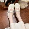 2025 summer new versatile woven Mary Jane shoes women's shoes wear one-word buckle with soft sole small fragrant wind light mouth single shoes